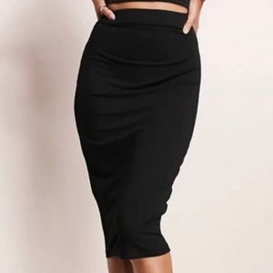 Forever 21 pencil knot midi skirt calf size L black.